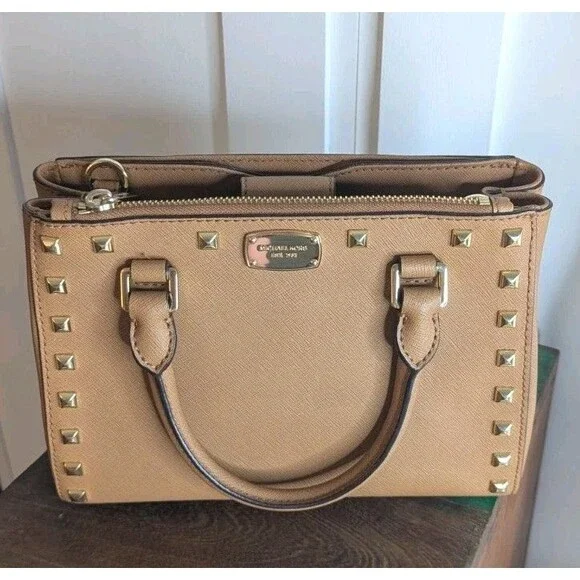 Michael Kors Satchel - Kellen, Brown , Studded, Removable Strap - Picture 8 of 8